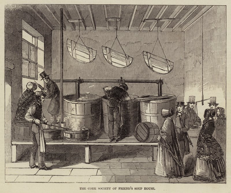 Het Soephuis van de Cork Society of Friends (gravure) door English School