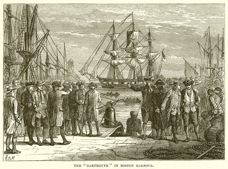De Dartmouth in de Haven van Boston door English School