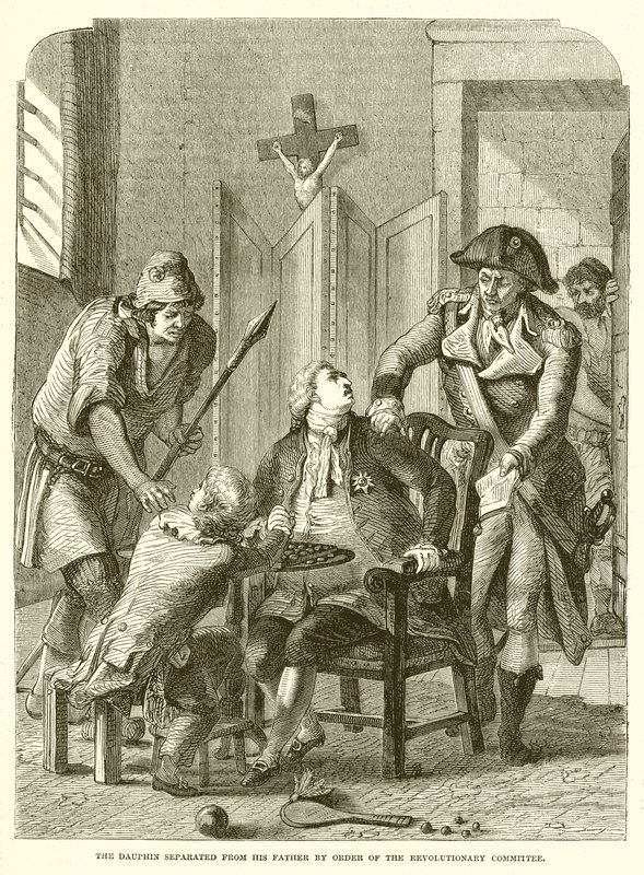 De Dauphin gescheiden van zijn vader op bevel van het Revolutionaire Comité door English School
