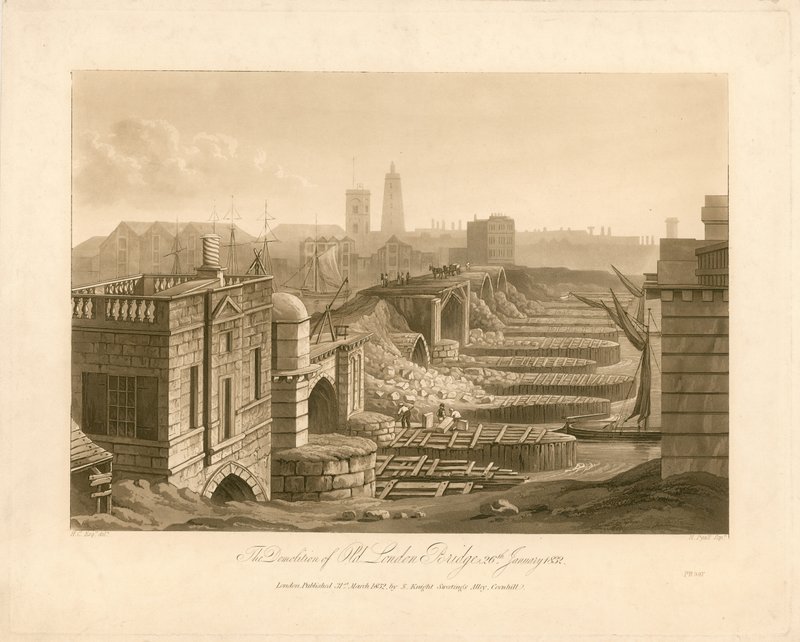De sloop van de oude London Bridge, 26 januari 1832 door English School