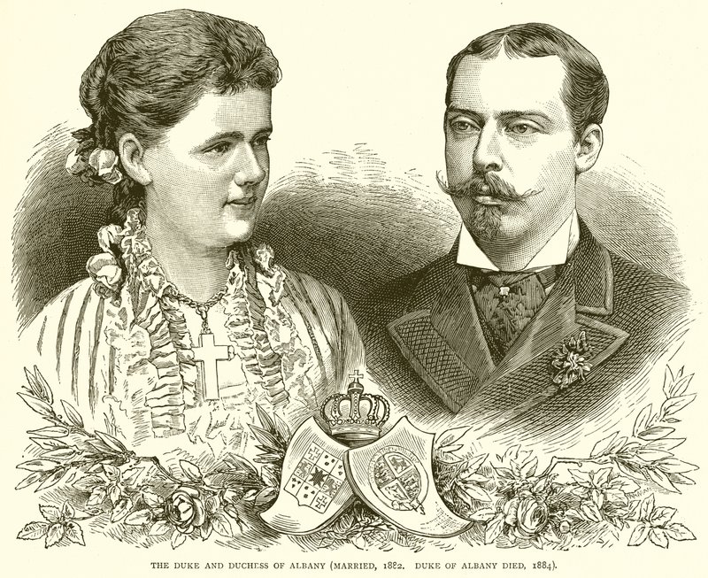 De hertog en hertogin van Albany (getrouwd, 1882. Hertog van Albany overleden, 1884) door English School