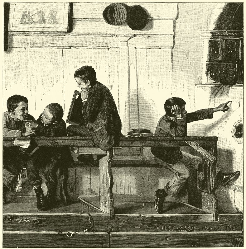 De bank van de domkoppen door English School