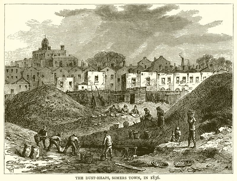 De vuilnisbergen, Somers Town, in 1836 door English School