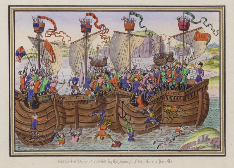De graaf van Pembroke aangevallen door de Spaanse vloot, voor La Rochelle door English School