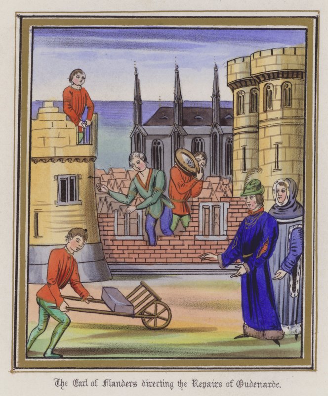 De Graaf van Vlaanderen leidt de reparaties van Oudenarde door English School
