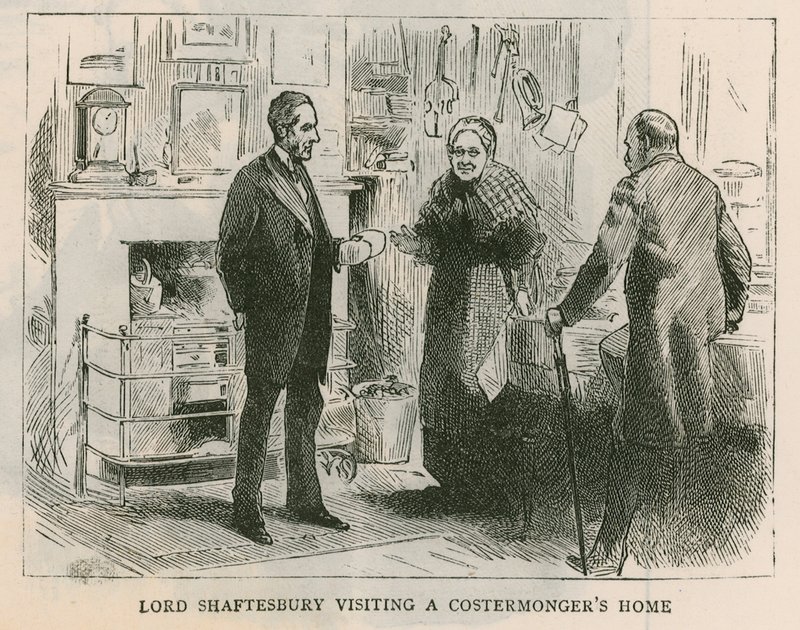 De Graaf van Shaftesbury bezoekt een huis van een straatventer door English School