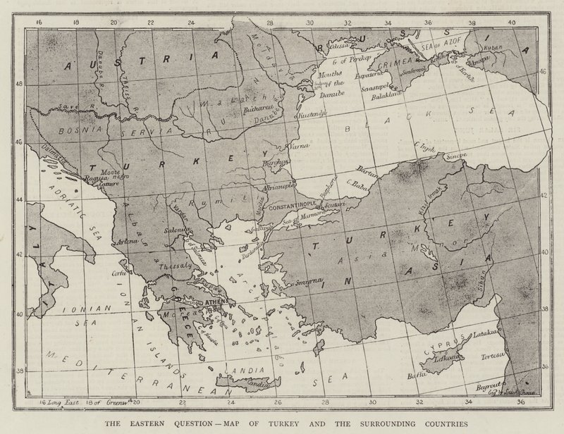 De Oosterse Kwestie, Kaart van Turkije en de omliggende landen door English School