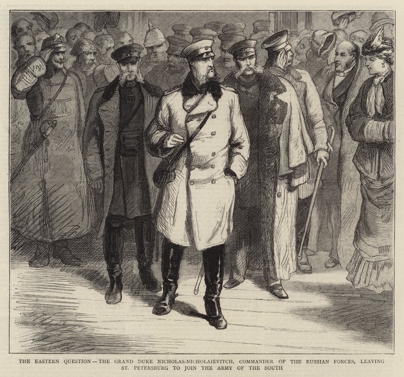 De oosterse kwestie, de grootvorst Nicholas-Nicholaievitch, commandant van de Russische troepen, verlaat Sint-Petersburg om zich bij het leger van het zuiden aan te sluiten door English School