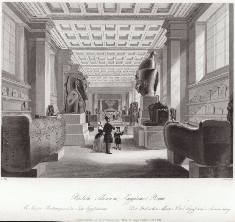 De Egyptische kamer van het British Museum door English School