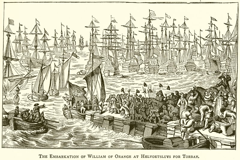 De Inscheping van Willem van Oranje bij Helvoetsluys naar Torbay door English School