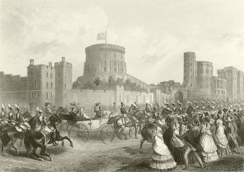 De keizer en keizerin van Frankrijk in Kasteel Windsor door English School
