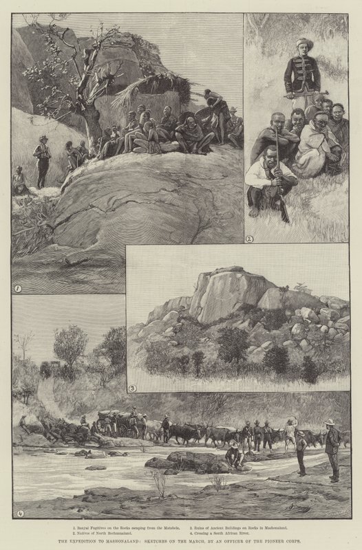 De expeditie naar Mashonaland, schetsen tijdens de mars door English School