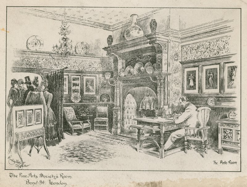 De kamer van de Fine Arts Society, Bond Street, Londen - de voorzaal door English School
