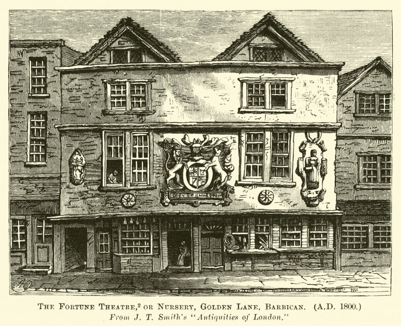 Het Fortune Theatre, of Nursery, Golden Lane, Barbican, AD 1800 door English School