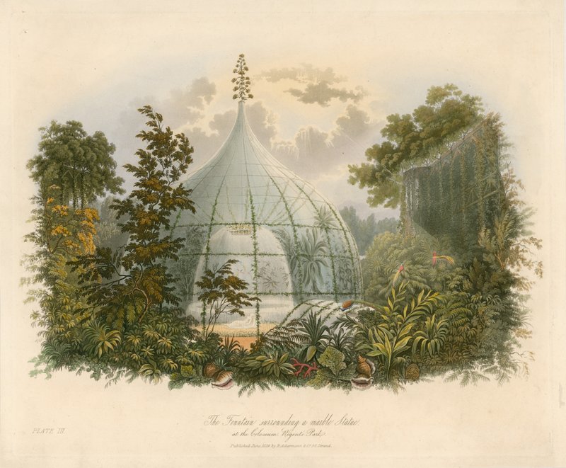 De fontein rondom een marmeren standbeeld bij het Colosseum, Regents Park door English School
