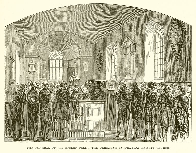 De Begrafenis van Sir Robert Peel: De Ceremonie in Drayton Bassett Kerk door English School