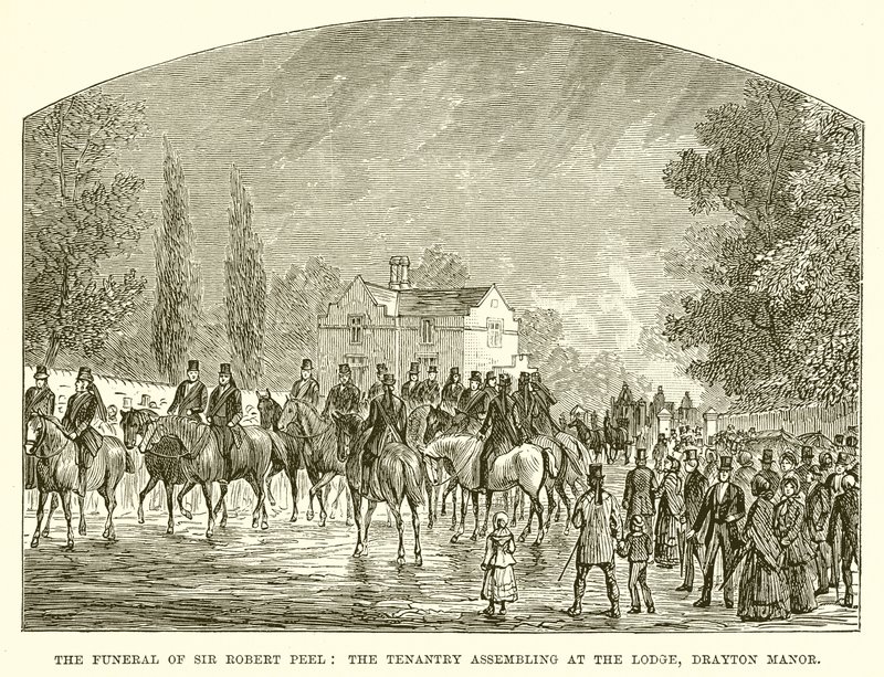 De Begrafenis van Sir Robert Peel: De Pachters Verzamelen zich bij de Lodge, Drayton Manor door English School