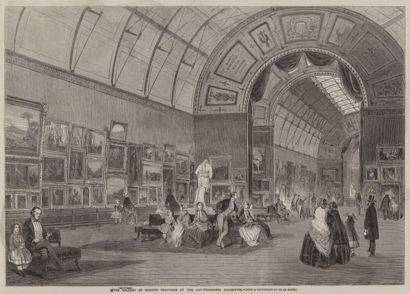 De galerij van moderne schilderijen op de kunstschatten tentoonstelling (gravure) door English School