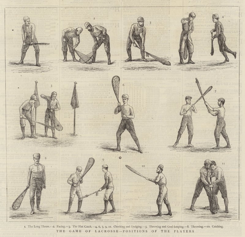 Het spel lacrosse, posities van de spelers door English School