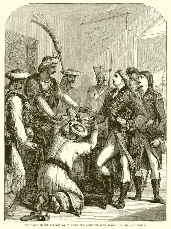 De Grote Mogol overhandigt Clive de heerschappij over Bengalen, Bahar en Orissa door English School