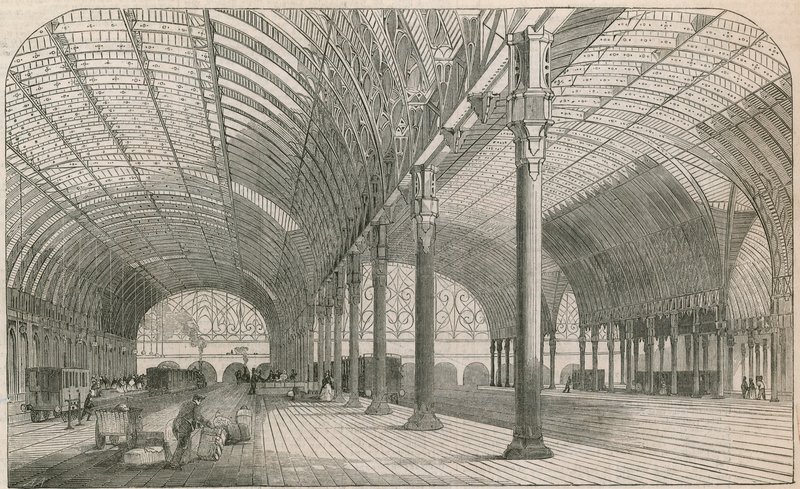 Het nieuwe eindstation van de Great Western Railway bij Paddington door English School