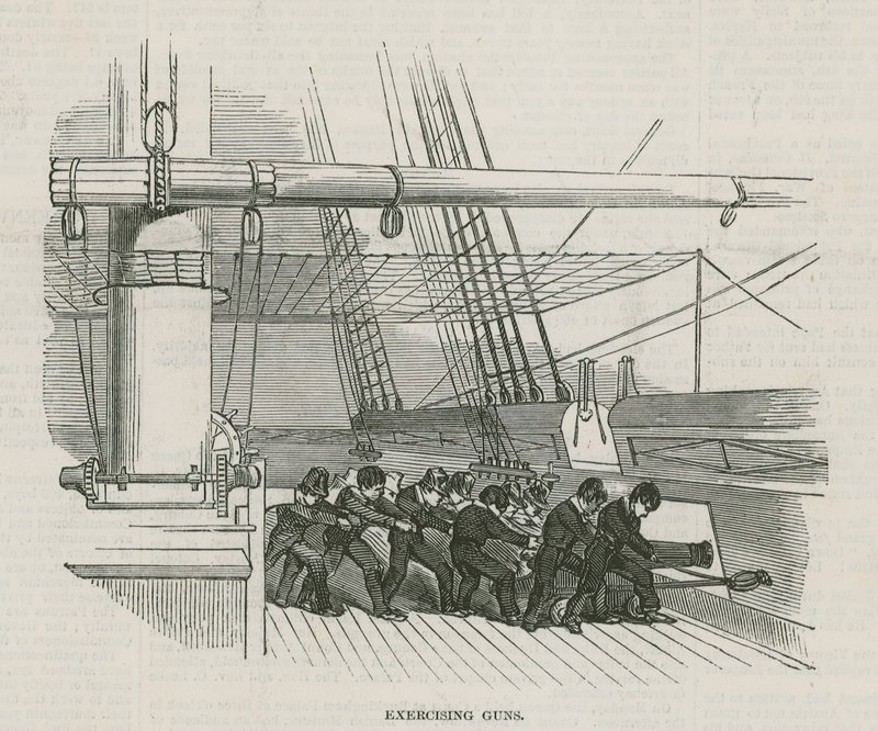 De Greenwich Royal Hospital Schools; Oefenen met kanonnen door English School