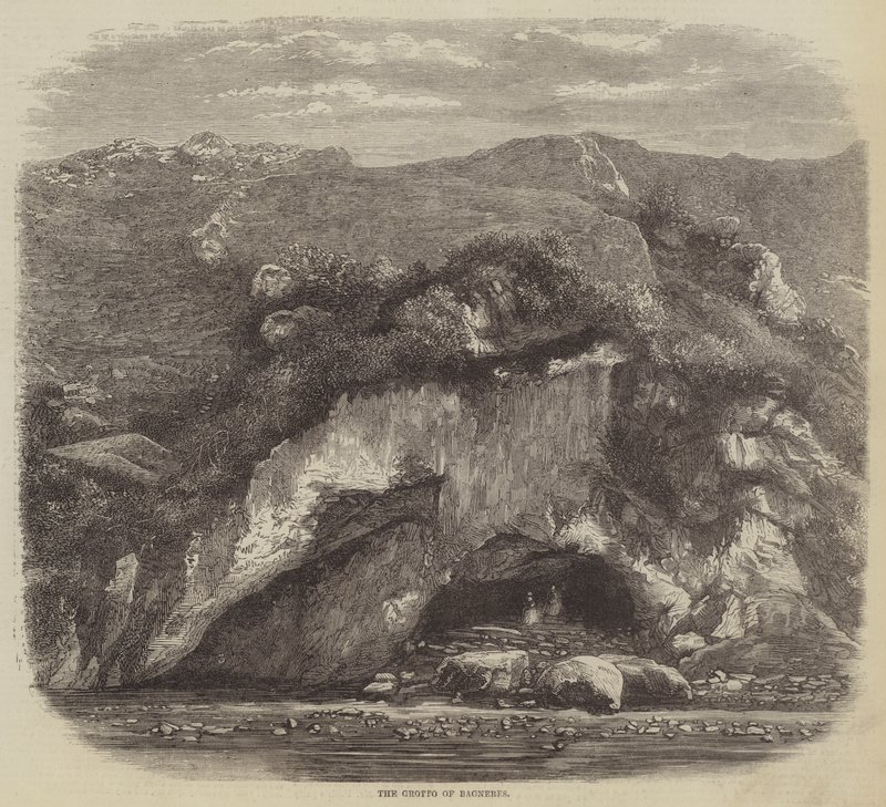De grot van Bagneres (gravure) door English School