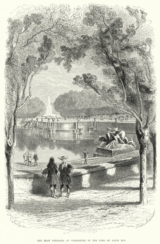 De hoge terrassen in Versailles in de tijd van Lodewijk XIV door English School
