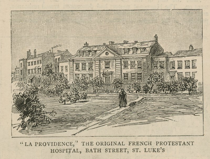 De Hugenoten in Engeland: La Providence, het oorspronkelijke Franse Protestantse Ziekenhuis, Bath Street, St Lukes door English School