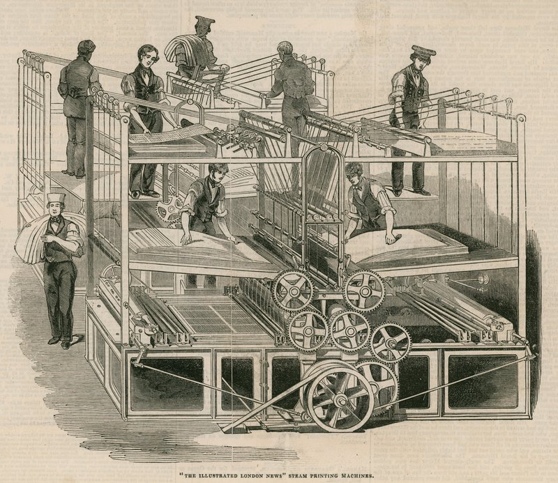 De stoomdrukmachines van The Illustrated London News door English School