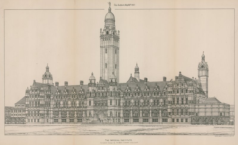 Het Imperial Institute: Het geaccepteerde ontwerp door Thomas Edward Collcutt door English School