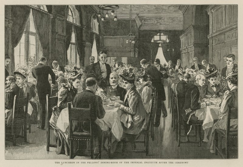Het Imperial Institute: De lunch in de eetkamer van de Fellows na de ceremonie door English School