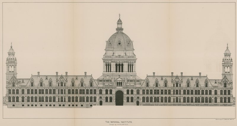 Het Imperial Institute, ontwerp door A W Blomfield door English School