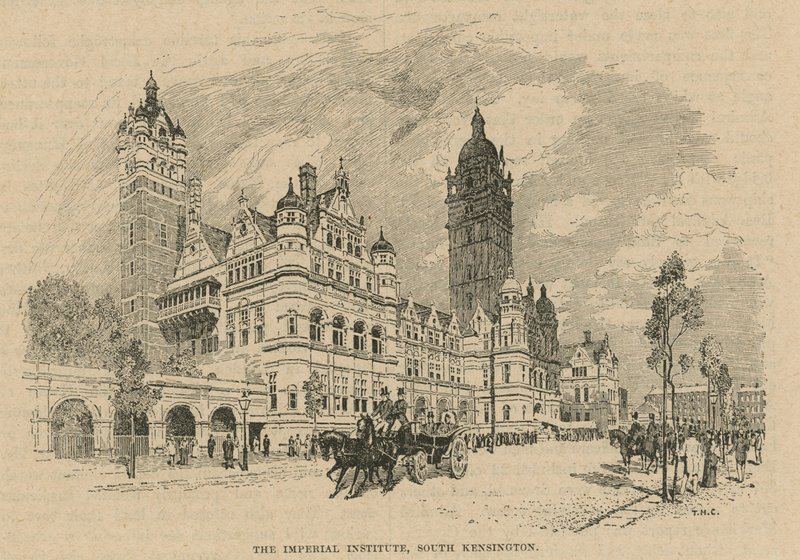 Het Imperial Institute van het Verenigd Koninkrijk, de Koloniën en India, South Kensington, Londen door English School