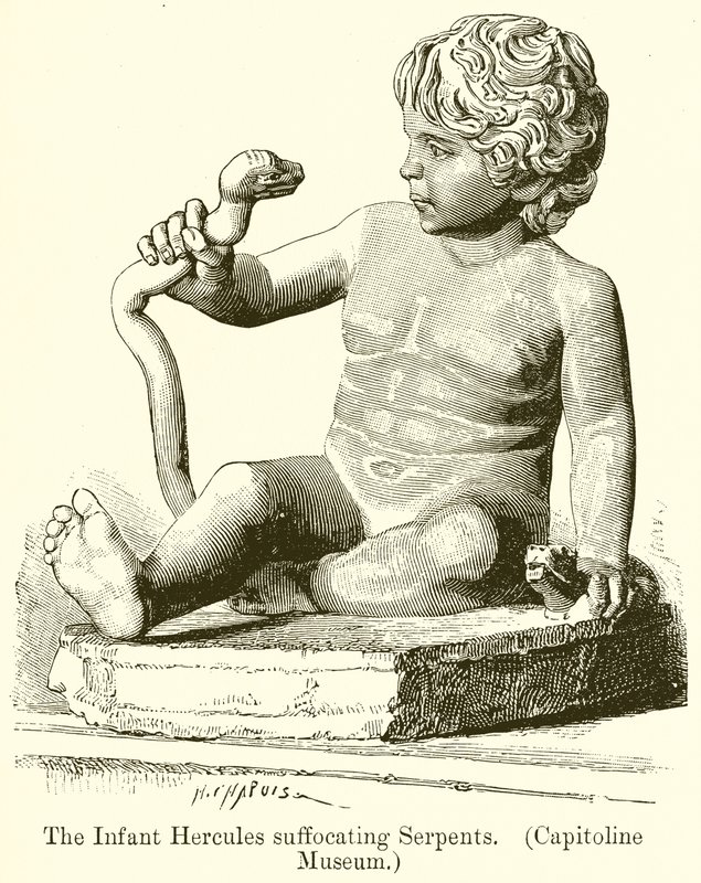 De jonge Hercules die slangen wurgt (Capitolijns Museum) door English School
