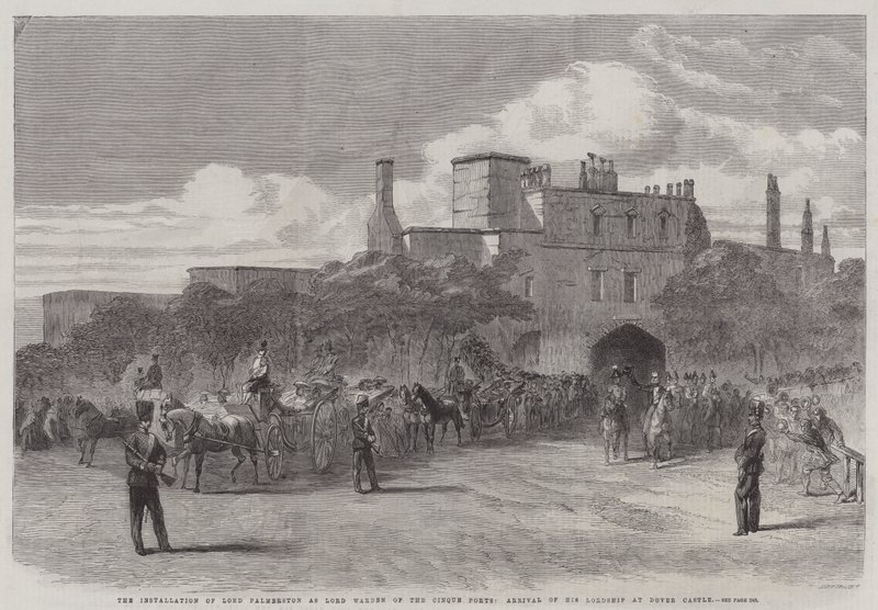 De Installatie van Lord Palmerston als Lord Warden van de Cinque Ports, Aankomst van Zijn Lordship bij Dover Castle door English School