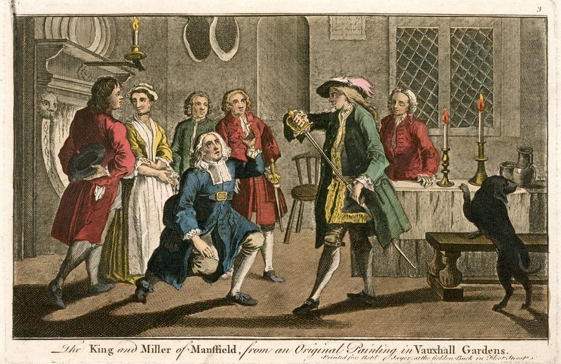 De Koning en de Molenaar van Mansfield, naar een origineel schilderij in Vauxhall Gardens door English School