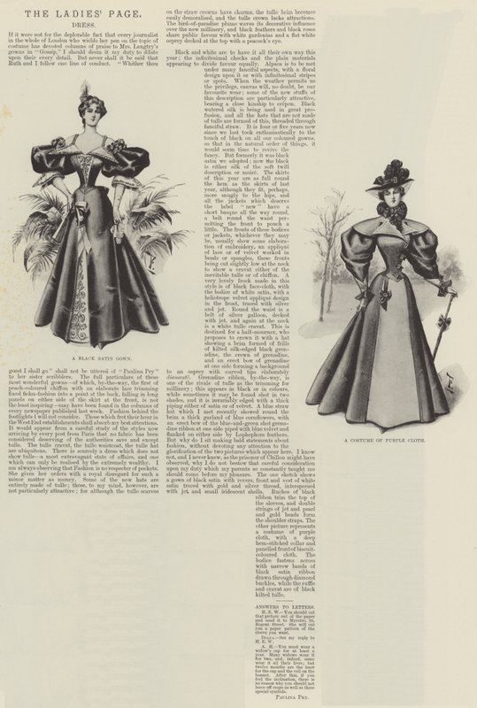 De damespagina, kleding (litho) door English School