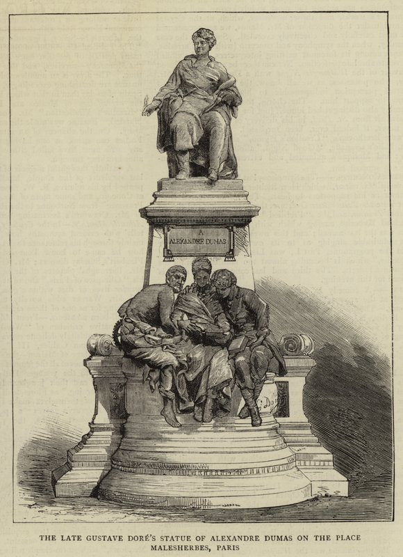 Het standbeeld van Alexandre Dumas door de overleden Gustave Doré op de Place Malesherbes, Parijs door English School