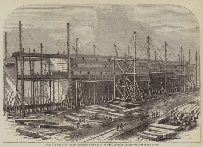 De "Leviathan" (Great Eastern) Stoomschip, zoals ze verscheen aan het Begin van 1855 door English School