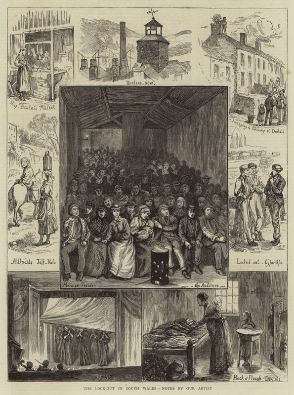 De lock-out in Zuid-Wales, notities van onze kunstenaar (gravure) door English School