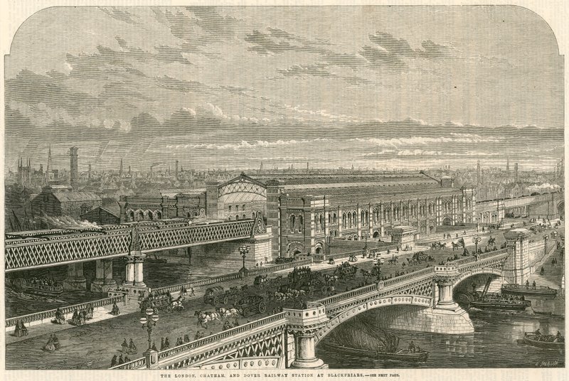 Het London, Chatham en Dover Railway Station bij Blackfriars, Londen door English School