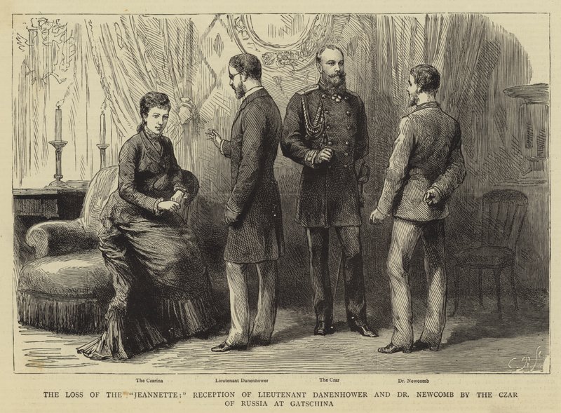 Het verlies van de "Jeannette", ontvangst van luitenant Danenhower en Dr. Newcomb door de tsaar van Rusland in Gatschina door English School