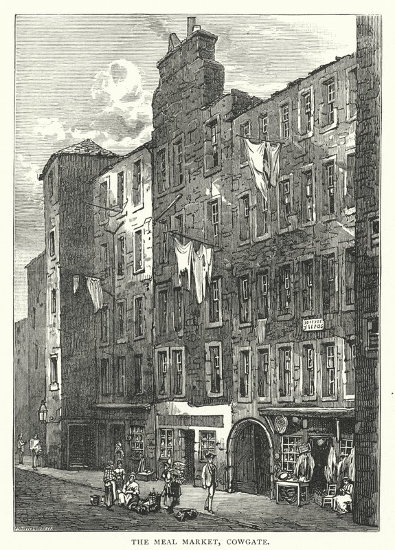 De Maaltijdmarkt, Cowgate (gravure) door English School