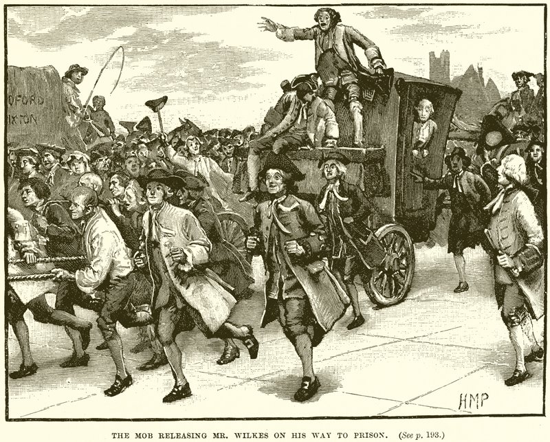 De menigte bevrijdt Mr. Wilkes op weg naar de gevangenis door English School