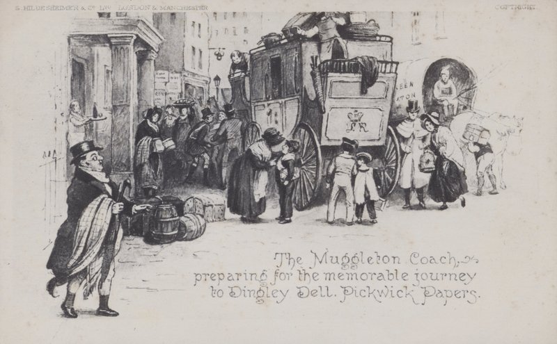 De Muggleton Coach, voorbereiding voor de gedenkwaardige reis naar Dingley Dell, Pickwick Papers door English School