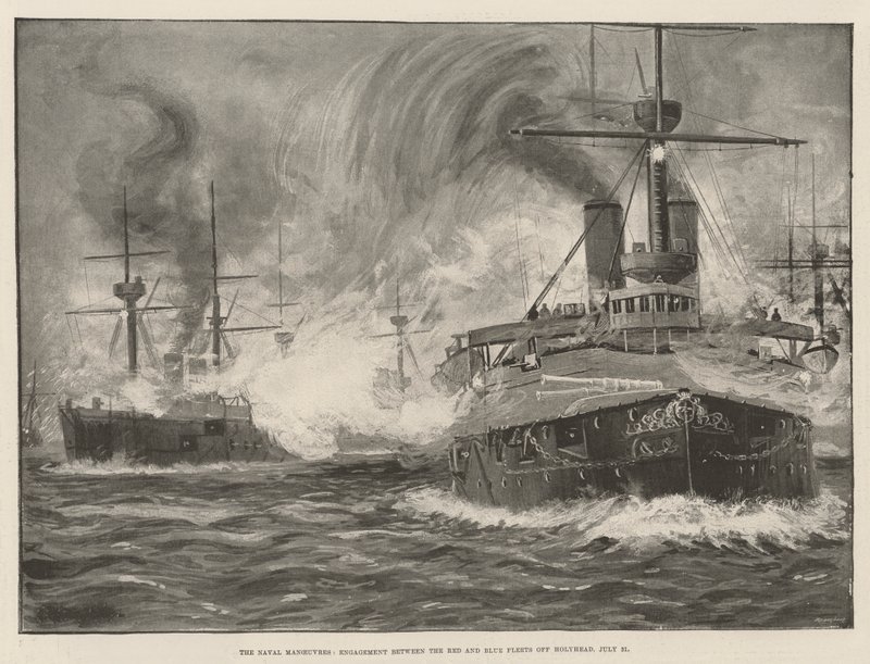 De Marine Manoeuvres, Gevecht tussen de Rode en Blauwe Vloten bij Holyhead, 31 juli door English School