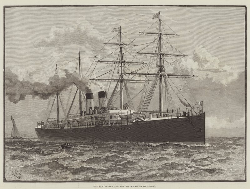 Het nieuwe Franse Atlantische stoomschip La Bourgogne door English School