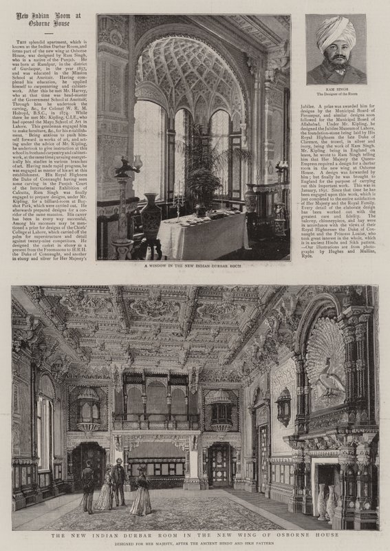 De nieuwe Indiase Durbar-kamer in de nieuwe vleugel van Osborne House (gravure) door English School