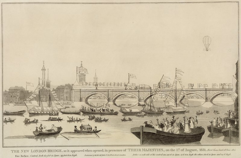 De nieuwe London Bridge, 1 augustus 1831 door English School